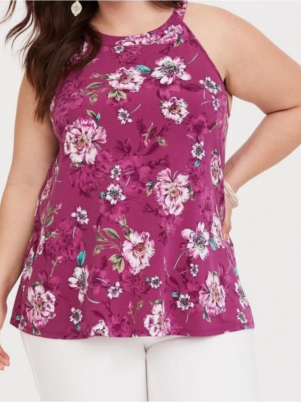 Torrid Studio Knit High Neck Floral Tank Top